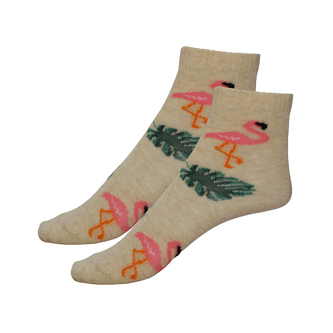 Çorapa për fëmijë – krem me flamingo