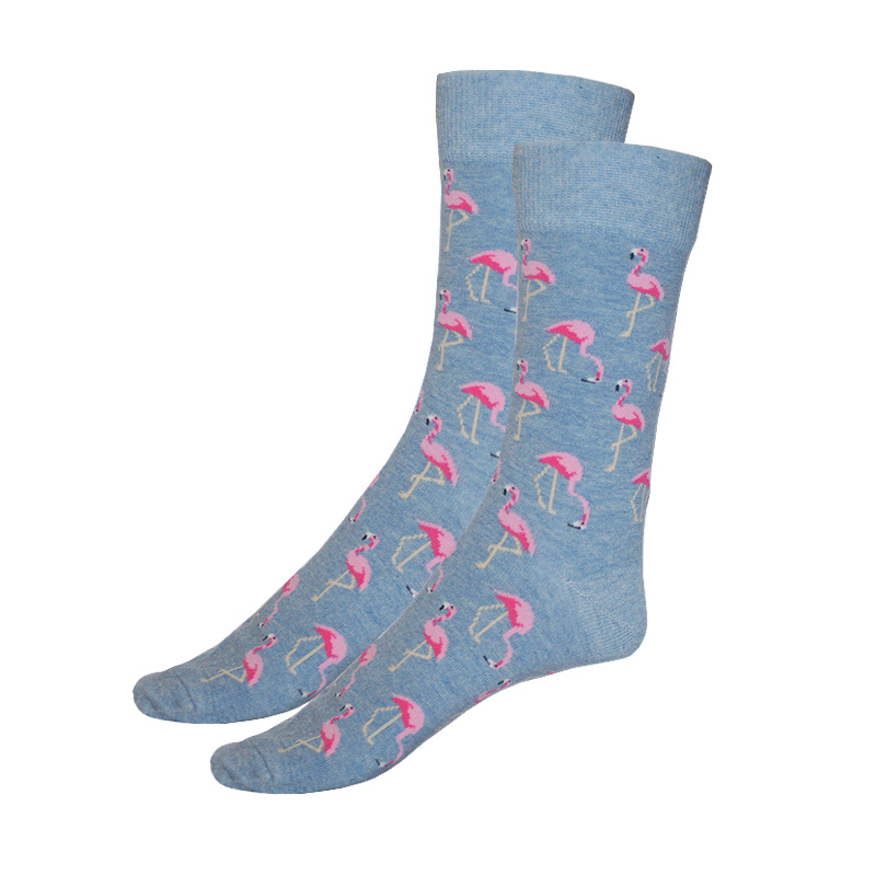 Çorapa Unisex - të kaltërta me flamingo