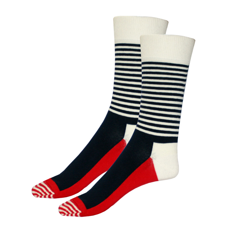 Happy Socks çorapa unisex – me vija zi, kuq e bardhë