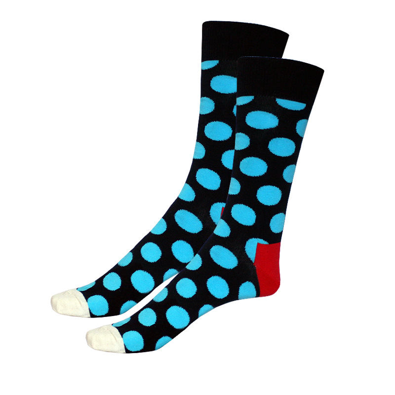 Happy Socks çorapa unisex – të zeza me topa të kaltërt