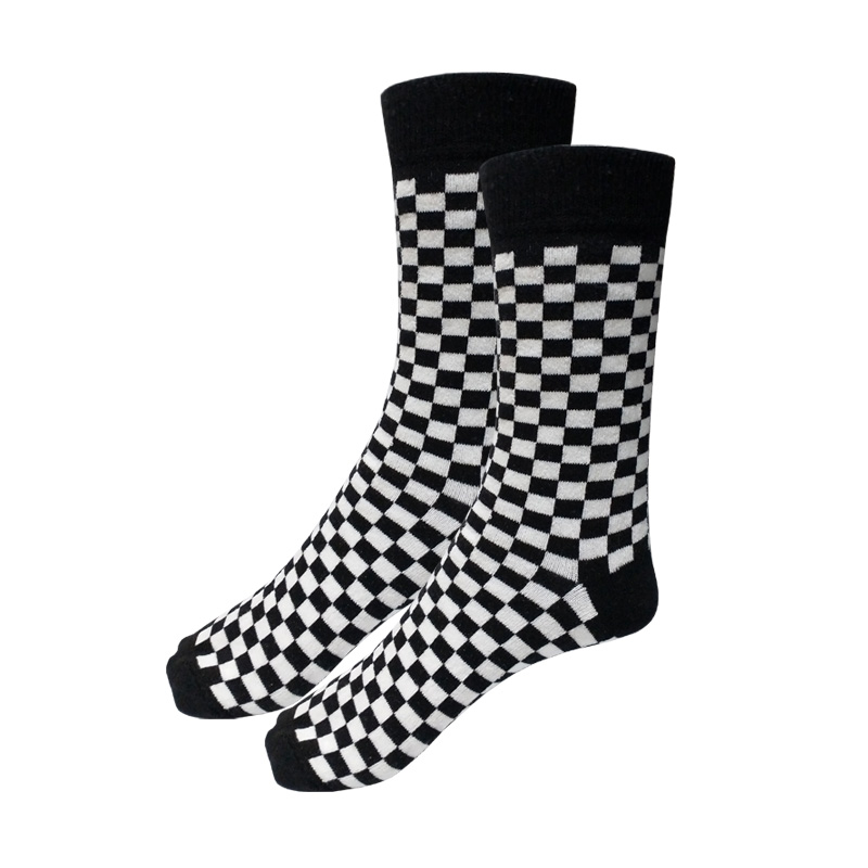 RETRO çorapa unisex – me katrorë bardhë e zi