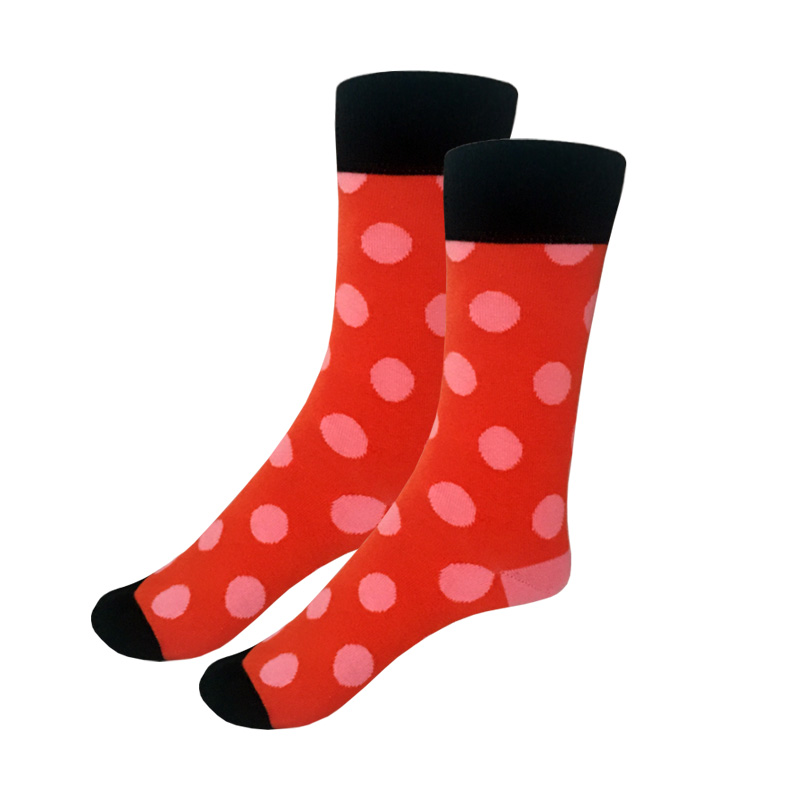 Çorapa unisex – të kuqe me pika pink