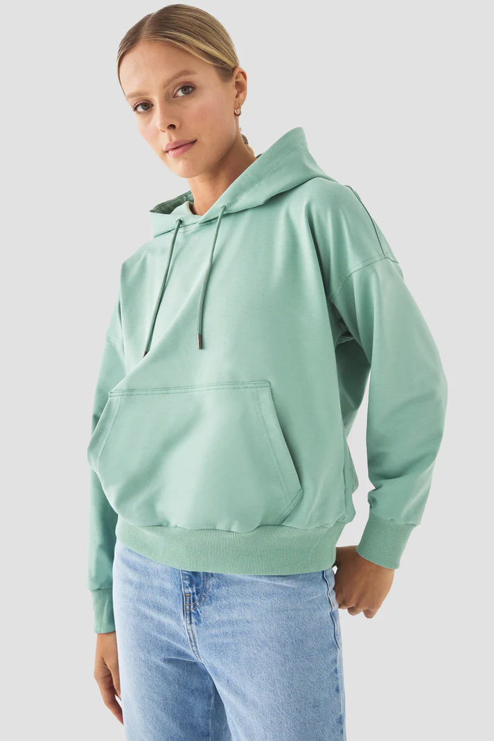 Fiona Oversize Pocket Ice Green Hoodie