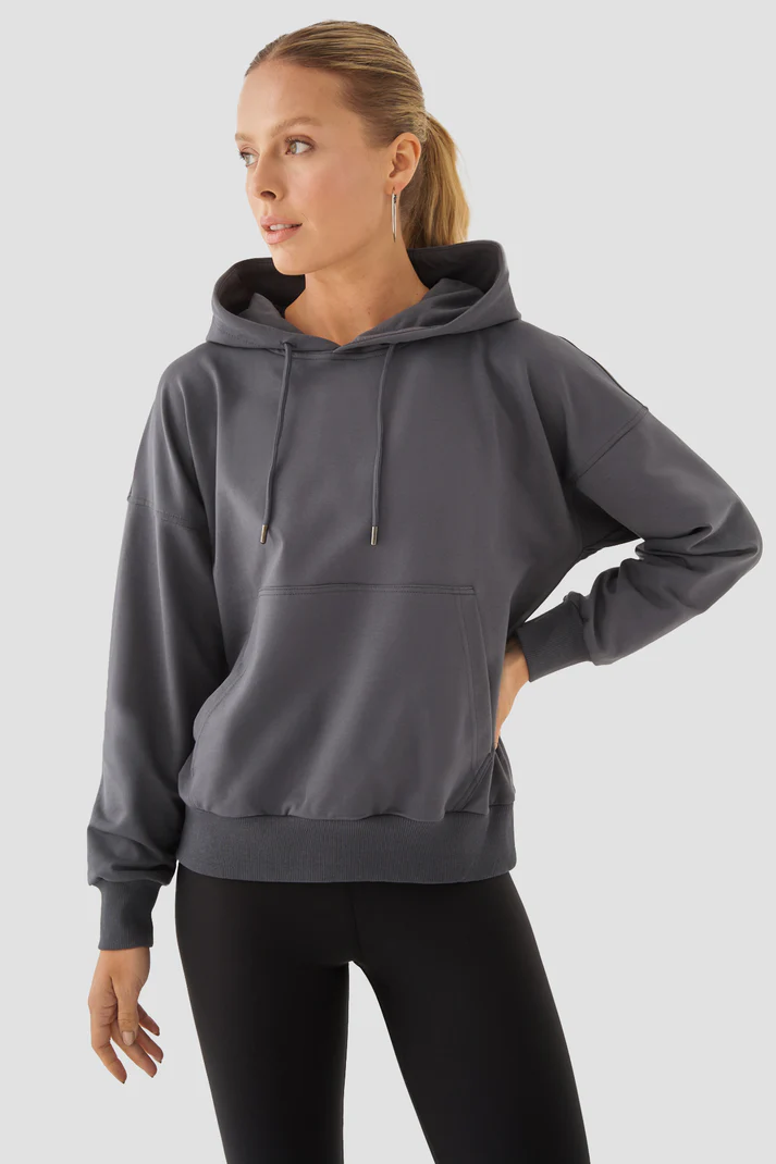 Fiona Oversize Pocket Smoke Grey Hoodie