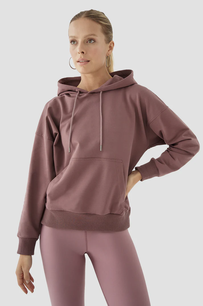 Fiona Oversize Pocket Dark Rose Hoodie