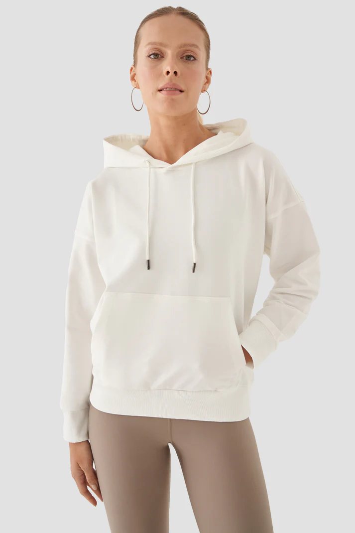 Fiona Oversize Pocket Ecru Hoodie