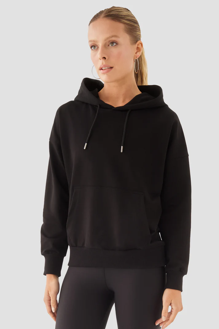 Fiona Oversize Pocket Black Hoodie