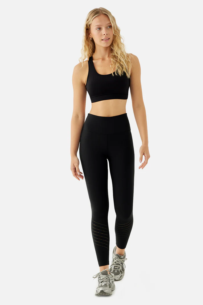 Daisy Laser-Cut Sports Tights Black